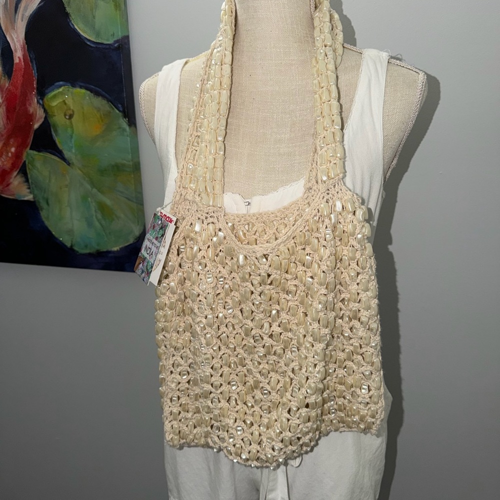 Viral pearl crochet bag NWT